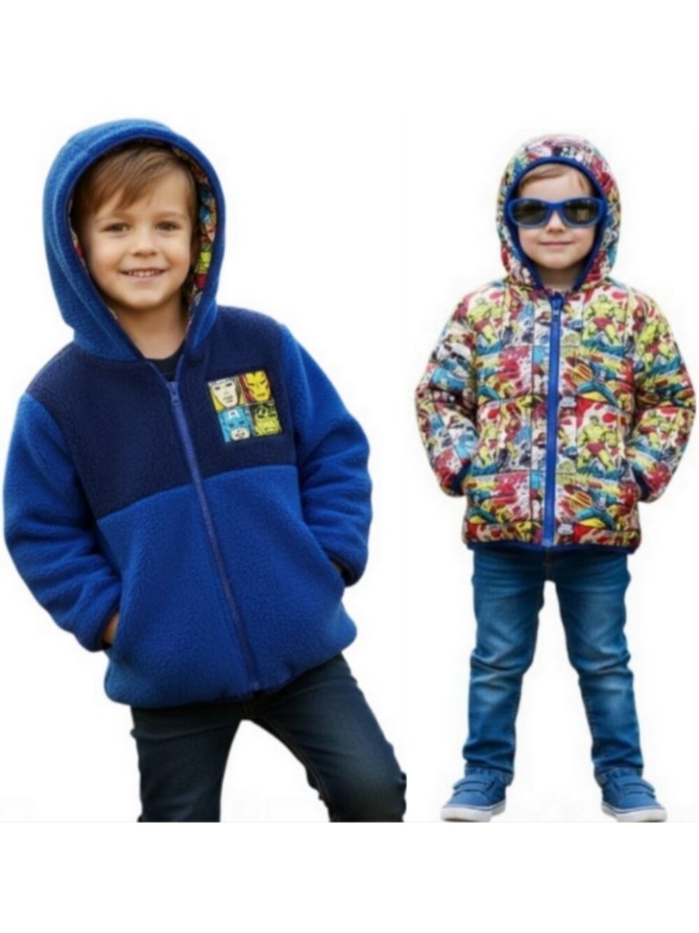 Marvel Avengers 2021 Boys Reversible 2T Jacket & Sunglasses 2Pc Gift Set NWT